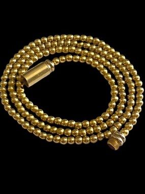 Vintage Solid Gold Tone 3 mm Ball Bead Necklace Strung on Chain